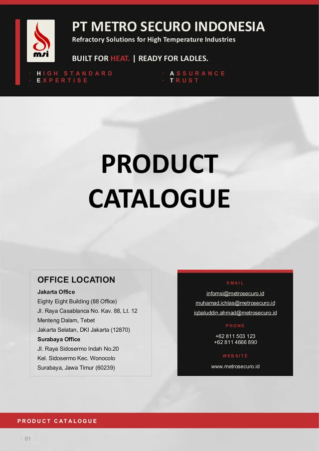 MSI refractory product catalogue cover